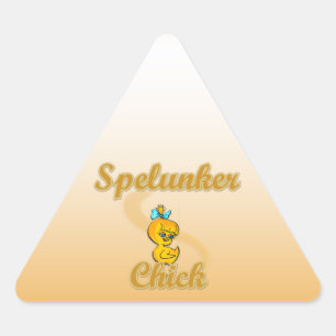 Spelunker Chick Dreieckiger Aufkleber