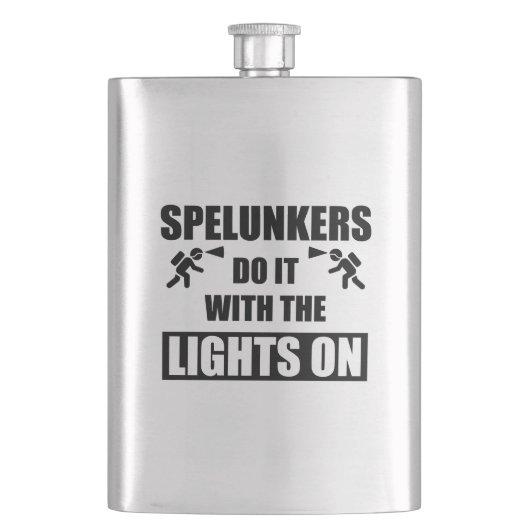Spelunker machen es mit den Lichtern auf Flachmann (Vorderseite)