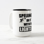 Spelunker machen es mit den Lichtern auf Zweifarbige Tasse (Vorderseite Links)