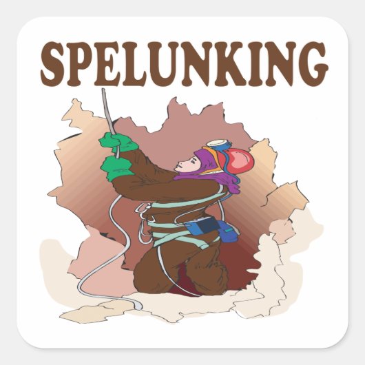 Spelunking 13 quadratischer aufkleber (Vorderseite)