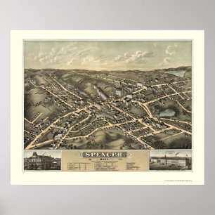 Spencer, MA Panoramic Map - 1877 Poster