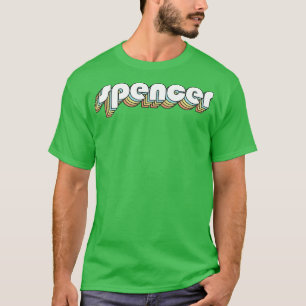 Spencer Retro-Regenbogentypografie verblasster Sti T-Shirt