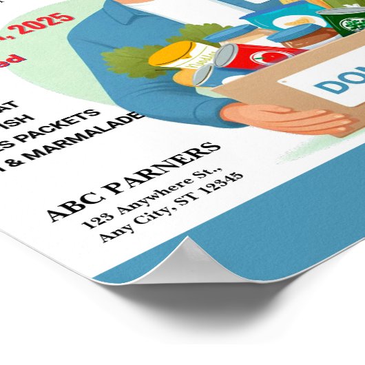 Spende der Nahrungsmittelbank | Anpassbares Design Poster (Ecke)