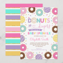 Spenden und Windeln | Rainbow Doughnut Baby Sprink Einladung