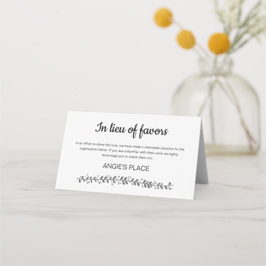 Spenden von Wohltätigkeiten mit Tischplatzierung Platzkarte (Rückseite)