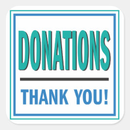 Spendenbuchse aquamarin und blau quadratischer aufkleber