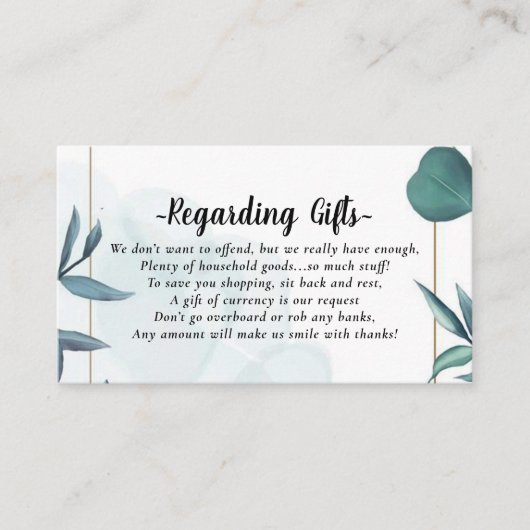 Spendenfonds für Eukalyptus Honeymoon Karten (Vorderseite)