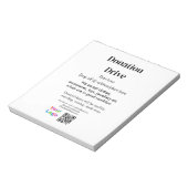 Spendenlaufwerk hinzufügen Datum Firmenname Logo Notizblock (Rotiert)