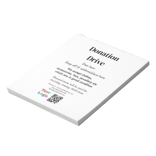 Spendenlaufwerk hinzufügen Datum Firmenname Logo Notizblock (Rotiert)