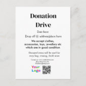 Spendenlaufwerk hinzufügen Datum Firmenname Logo Postkarte (Vorderseite)