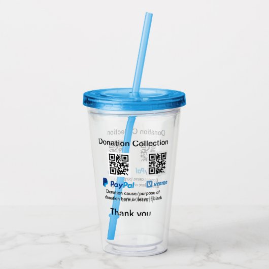 Spendensammlungstipp jar fügen Sie Ihre q r Name c Acryltrinkbecher (Rückseite)