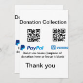 Spendensammlungstipp jar fügen Sie Ihre q r Name c Einladung (Vorne/Hinten)