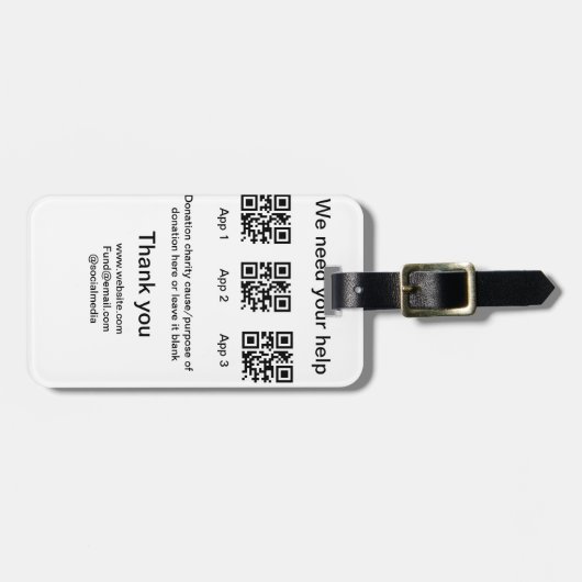 Spendensammlungstipp jar fügen Sie Ihre q r Name c Gepäckanhänger (Vorderseite horizontal)