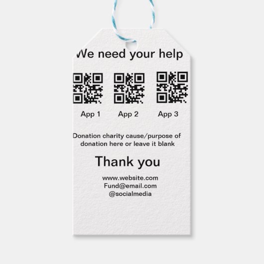 Spendensammlungstipp jar fügen Sie Ihre q r Name c Geschenkanhänger (Vorderseite)