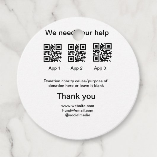 Spendensammlungstipp jar fügen Sie Ihre q r Name c Geschenkanhänger (Vorderseite)