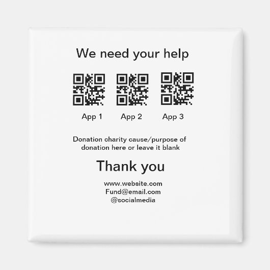 Spendensammlungstipp jar fügen Sie Ihre q r Name c Magnet (Vorne)