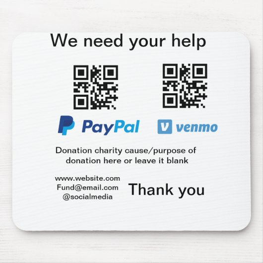 Spendensammlungstipp jar fügen Sie Ihre q r Name c Mousepad (Vorne)