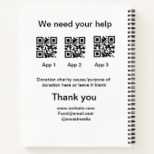 Spendensammlungstipp jar fügen Sie Ihre q r Name c Notizblock (Rückseite)