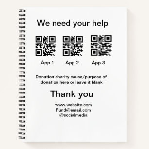 Spendensammlungstipp jar fügen Sie Ihre q r Name c Notizblock