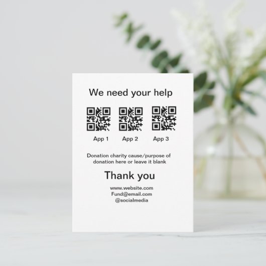 Spendensammlungstipp jar fügen Sie Ihre q r Name c Postkarte (Stehend Vorderseite)