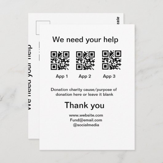 Spendensammlungstipp jar fügen Sie Ihre q r Name c Postkarte (Vorne/Hinten)