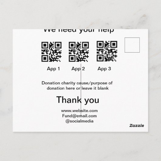 Spendensammlungstipp jar fügen Sie Ihre q r Name c Postkarte (Rückseite)