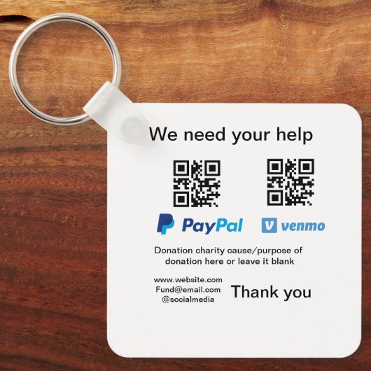 Spendensammlungstipp jar fügen Sie Ihre q r Name c Schlüsselanhänger (Vorderseite)