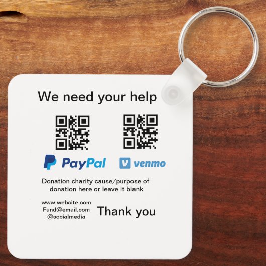 Spendensammlungstipp jar fügen Sie Ihre q r Name c Schlüsselanhänger (Rückseite)