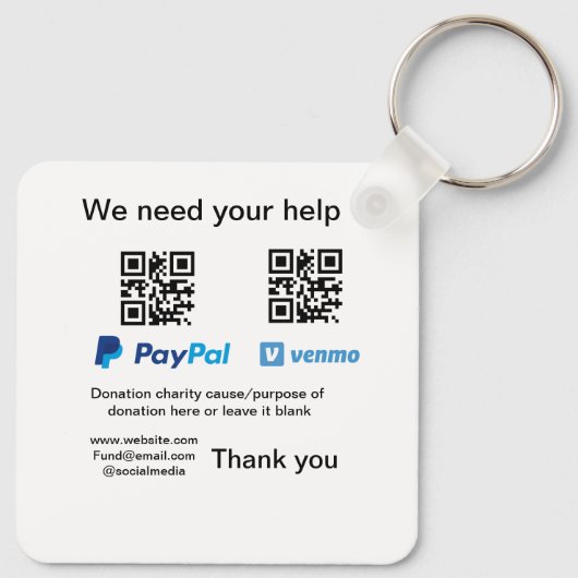 Spendensammlungstipp jar fügen Sie Ihre q r Name c Schlüsselanhänger (Rückseite)