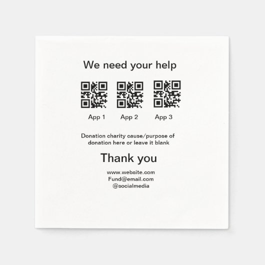 Spendensammlungstipp jar fügen Sie Ihre q r Name c Serviette (Vorderseite)