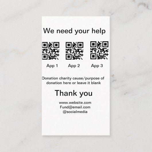 Spendensammlungstipp jar fügen Sie Ihre q r Name c Visitenkarte (Vorderseite)