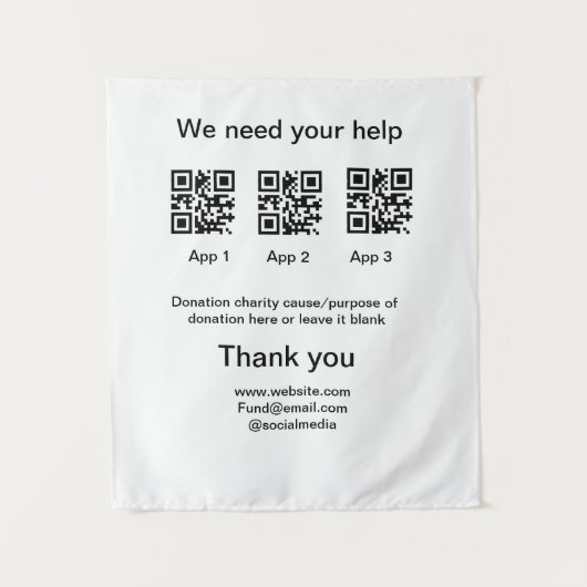 Spendensammlungstipp jar fügen Sie Ihre q r Name c Wandteppich (Vorderseite)