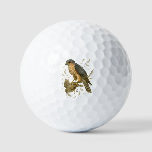 Sperber im Wald – Überraschungsangriff auf Spatz Golfball (Vorderseite)