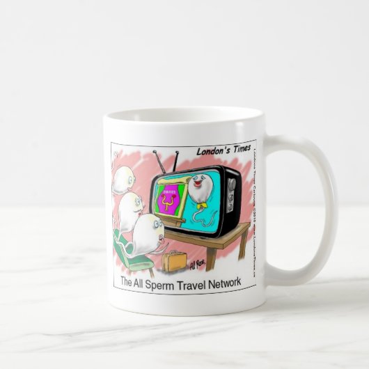 Sperm Travel Network Funny Cards T-Shirts & Gesche Kaffeetasse (Rechts)