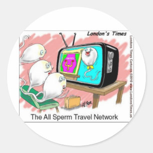 Sperm Travel Network Funny Cards T-Shirts & Gesche Runder Aufkleber