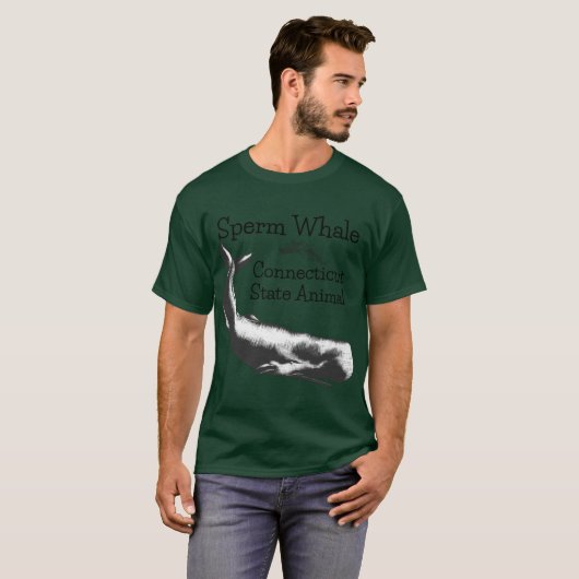 Sperm Whale Connecticut State Animal Line Drawing T-Shirt (Vorne ganz)