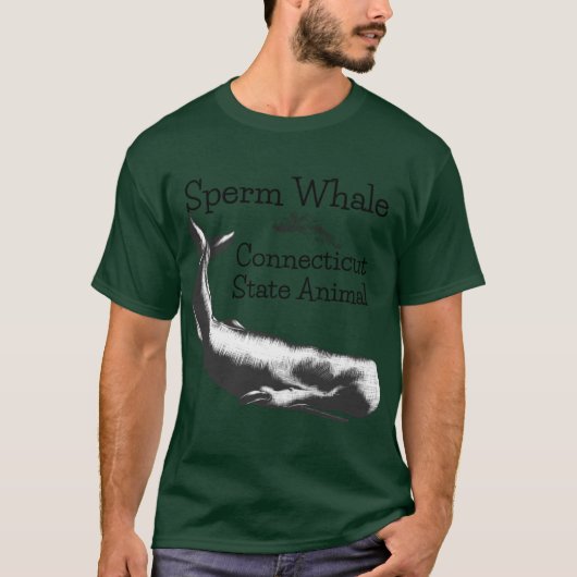 Sperm Whale Connecticut State Animal Line Drawing T-Shirt (Vorderseite)