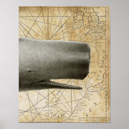 Sperm Whale Vintage Karte Teil 3 Poster