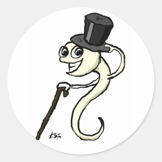 Spermien in einem Top-Hat-Stickers Runder Aufkleber (Vorderseite)