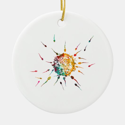 Spermien und Ei Keramik Ornament (Vorne)