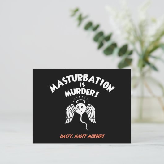 Spermizid! Rot an! Postkarte (Stehend Vorderseite)