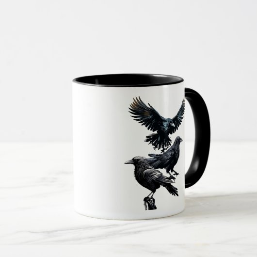 Sperre des Crows Corvid Bird-Logos Tasse (VorderseiteRechts)