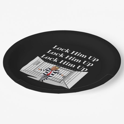 sperren Sie ihm Trump-Papierplatte auf Pappteller (Schrägansicht)