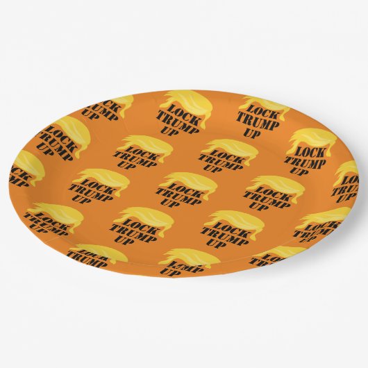 Sperren Sie Trump-Up-Muster Pappteller (Schrägansicht)