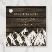 Sperrholz Rustikale Berge Save the Date Geschenkanhänger (Vorderseite)