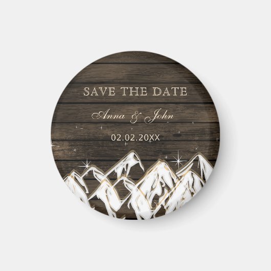Sperrholz Rustikale Berge Save the Date Magnet (Vorne)
