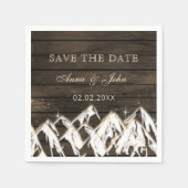 Sperrholz Rustikale Berge Save the Date Serviette (Vorderseite)