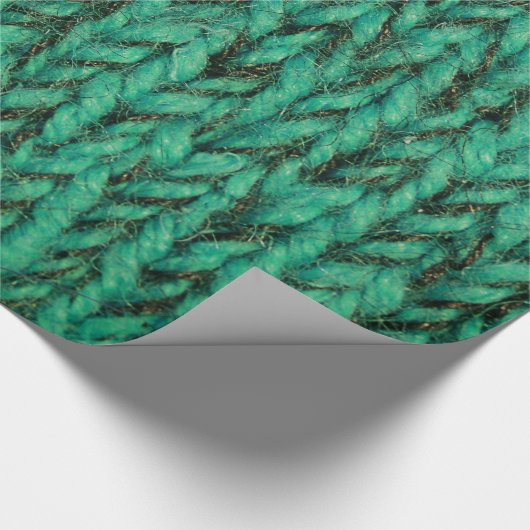 Sperrige grüne Strickjacke-Strick-Beschaffenheit Geschenkpapier (Ecke)