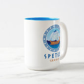 Spetses, Griechenland, griechisches Schiffsdesign Zweifarbige Tasse (VorderseiteRechts)