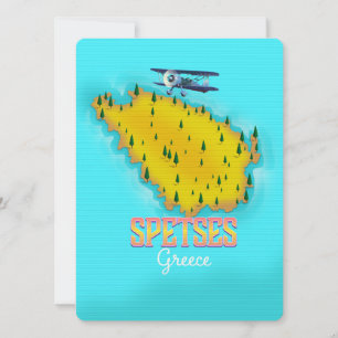 Spetses Griechische Inselkarte Reiseplakat